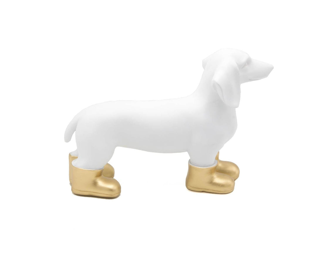 Perro Salchicha Botas Doradas CASONA DECO animales