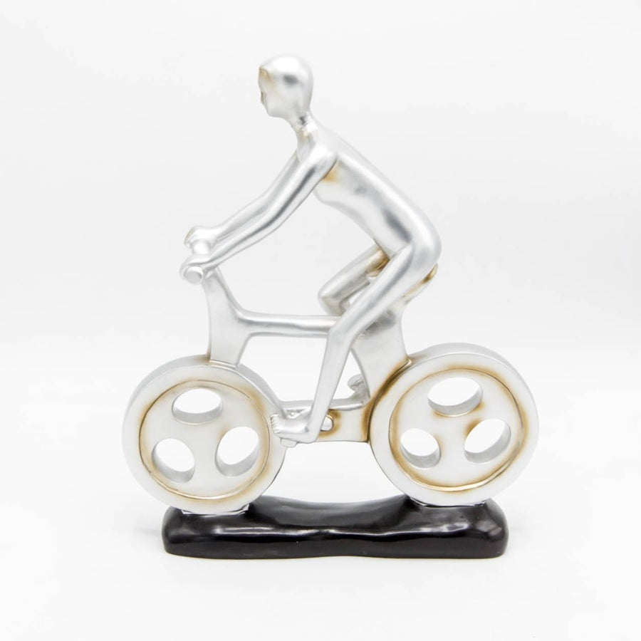 Persona en Bicicleta Plateado CASONA DECO