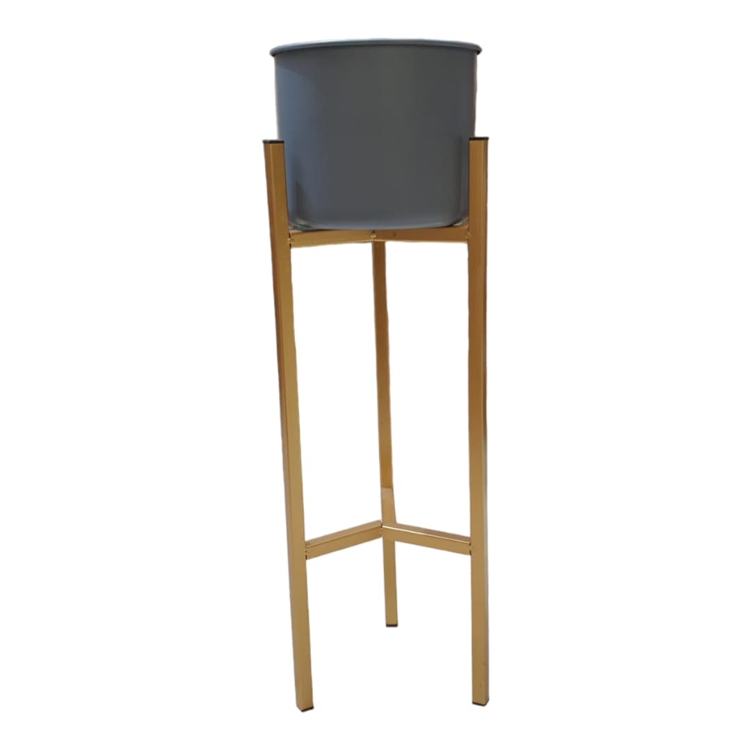 Porta Maceta color Petroleo Pedestal Dorado CASONA DECO plantas