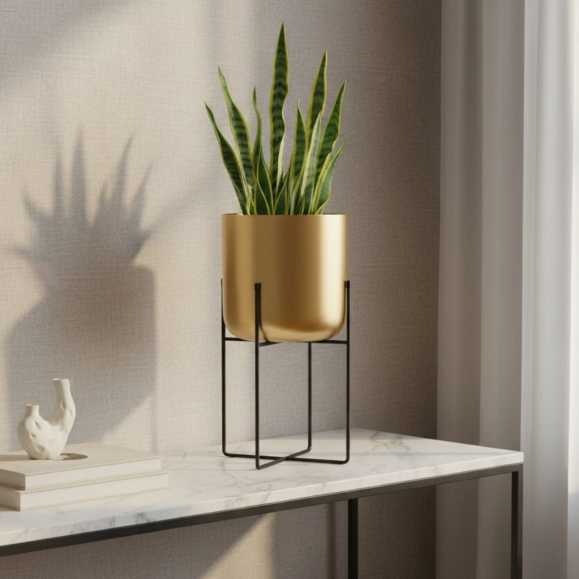 Porta Maceta Dorada L