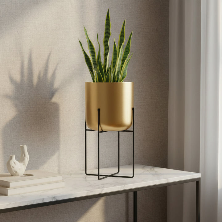 Porta Maceta Dorada L